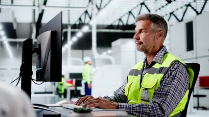 Poster - Engineer Operator At Factory Doing Technology Process