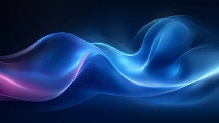 Poster - abstract flowing shapes in vibrant blue and purple hues create a captivating visual effect on a dark