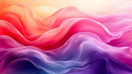 Aufkleber - Colorful abstract waves flowing in soft gradients from warm reds to cool purples representing serene beauty and tranquility