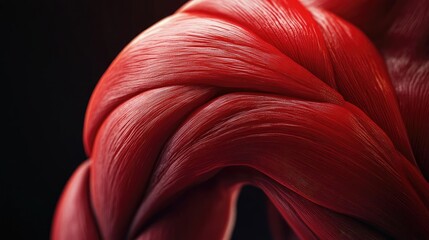 Poster - Close-up of intricate, textured red muscle fiber, showcasing the natural elegance and strength of human anatomy in vivid detail.