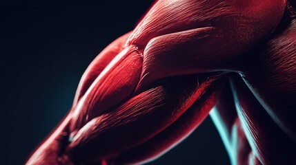Poster - Close-up view of a well-defined muscle highlighting its texture and strength in dramatic lighting.