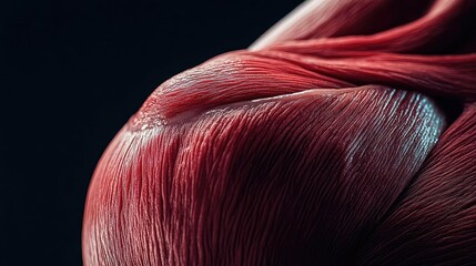 Poster - Close-up view of human muscle detail, showcasing vibrant textures and intricate patterns in a dark background.
