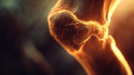 Poster - Close-up view of a glowing joint, showcasing intricate details and unique textures, symbolizing health and vitality.