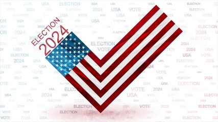 Wall Mural - Bright red blue grunge check mark for the US presidential election 2024. USA flag motion design. Video animation Ultra HD 4K 3840x2160