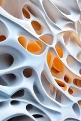 Poster - Abstract White and Orange Organic Structure.