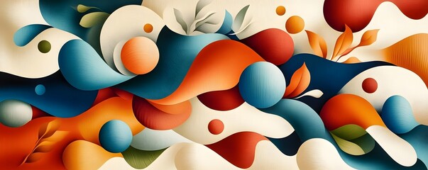 Wall Mural - Abstract Wavy Pattern in Vibrant Colors.