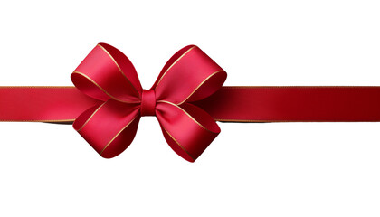 Wall Mural - Elegant red ribbon with a bow isolated on a white background, perfect for decoration, gift wrapping, and festive occasions.