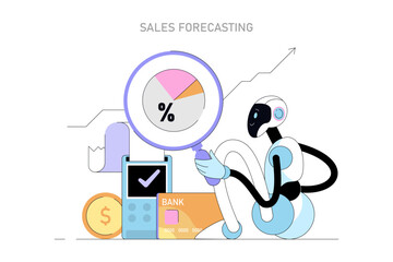Poster - artificial intelligence in business. flat vector illustration