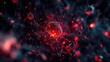 © Tin - Intricate close-up of glowing red neuron in a dark background, showcasing the beauty of cellular structures in science.