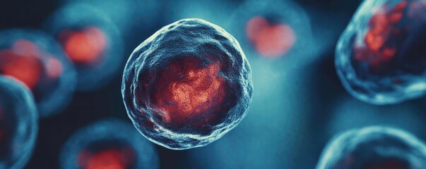 Poster - A vibrant and detailed illustration of a cell with glowing components, showcasing cellular structure and biological complexity.