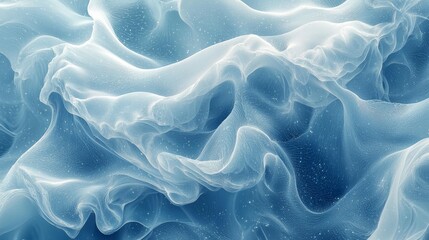 Poster - Abstract representation of flowing blue fabric with soft waves highlighted by gentle light
