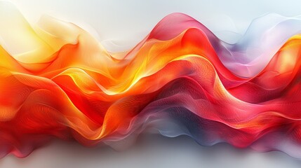 Poster - Colorful waves of abstract fabric in orange, red, and pink flowing gracefully against a soft light background