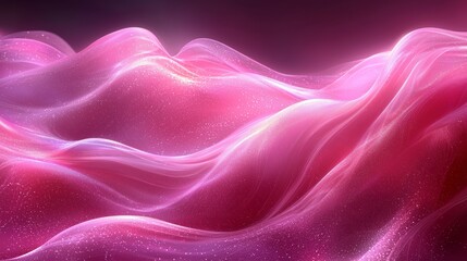 Poster - Gentle waves of pink light create a mesmerizing abstract landscape with a soft glow in a dreamy atmosphere