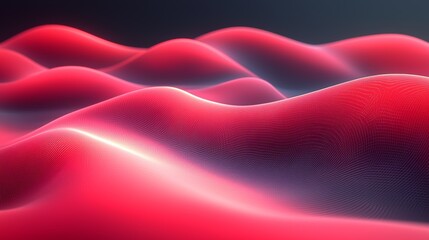 Poster - Abstract landscape featuring smooth, undulating red waves with a dark background creating an atmospheric visual contrast