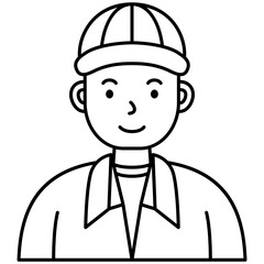 Sticker - man worker with cap cartoon character