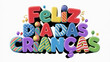 © Marcelo - Feliz dia das Crianças. 12 de outubro. Dia da criança. Crianças. Infantil. Dia dos pequenos. Criançada. Dia feliz. Letreiro dia das crianças. Dia das crianças colorido.