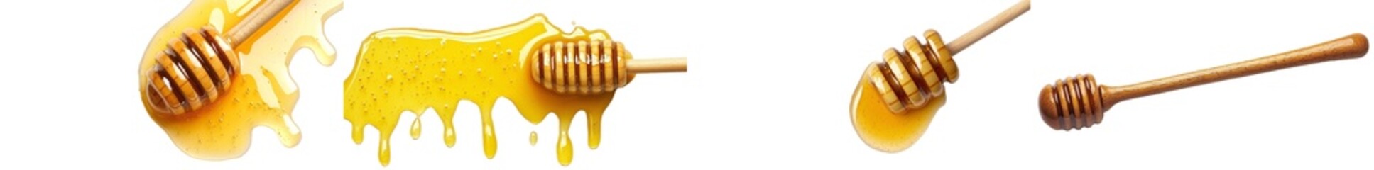 Aufkleber - The sweet honey spill drips on a transparent background in this set of honey spills