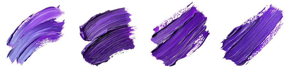 Leinwandbilder - Isolated ink brushstrokes of dark purple ink on transparent background