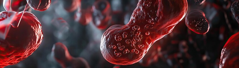 Aufkleber - Close-up view of red blood cells floating in a fluid environment, showcasing health, structure, and biological processes.