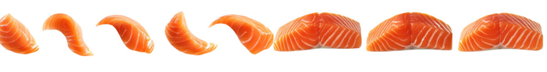 Poster - Fish collection of salmon or trout filets, for use in steak menus, isolated on a white background.