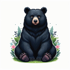 Poster - Cute Black Bear Vector Cartoon illustration