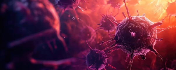 Aufkleber - Close-up view of vibrant, abstract microorganisms in a cosmic setting, illustrating the beauty of cellular structures and life.