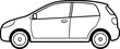 © Designfly - Outline Illustration of a Compact Car Side View for Design and Educational Purposes