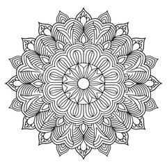 Circular pattern in the form of a mandala. Mehndi style. Decorative pattern in oriental style. Coloring book page.