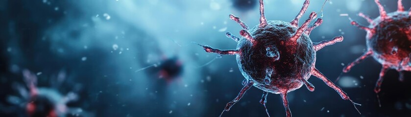 Aufkleber - Microscopic view of a virus, showcasing intricate structures and vibrant colors, perfect for scientific and health-related projects.