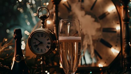 Toast to 2023: Ringing in the New Year with Champagne, Fireworks, and Flutes in an Abstract Setting