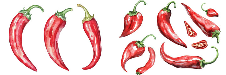 Sticker - Chili Peppers isolated on a black background, a hot and spicy herb.