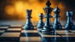 © Aliaksandra - chess pieces on a strategic board, representing business strategy, ideal for concept banner with space for copywriting