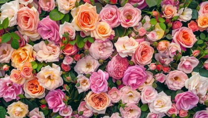 Radiant Roses: A Study of Pink, Orange, and Peach Blooms