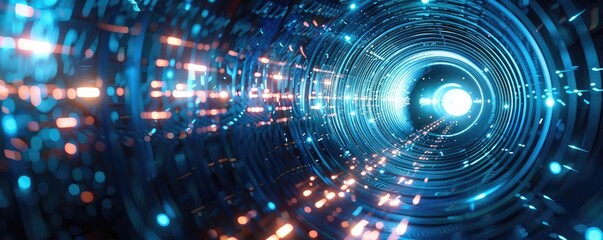 Poster - A mesmerizing tunnel of vibrant light, showcasing dynamic colors and futuristic patterns that evoke a sense of depth and wonder.