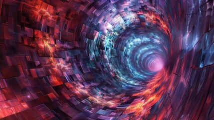 Poster - A vibrant abstract tunnel showcasing swirling colors and intricate patterns, evoking a sense of movement and depth.