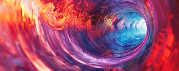 Poster - Vibrant abstract wave swirling with colors of blue, red, and purple, creating a mesmerizing visual experience.