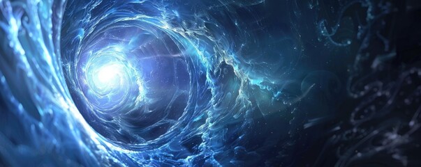 Poster - A mesmerizing swirl of blue light and energy, evoking a sense of depth and mystery in a cosmic environment.