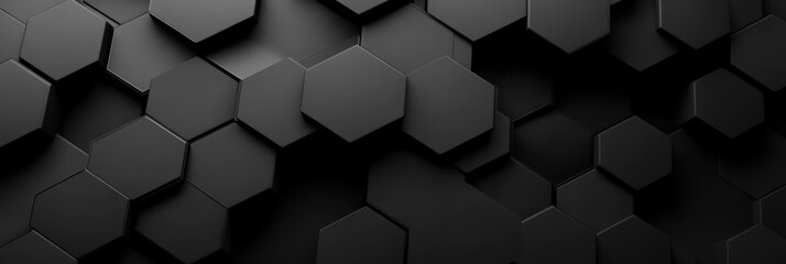 Wall Mural - Abstract Black Hexagon Pattern Background