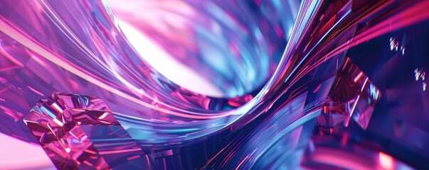 Poster - A vibrant abstract composition featuring flowing shapes and luminous colors, creating a dynamic and visually enchanting scene.