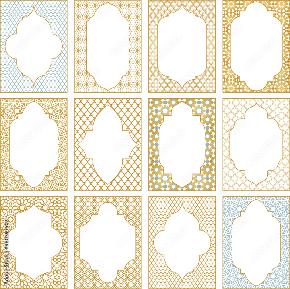 Moroccan Arabic frames. Png transparent borders bundle. Templates for ...