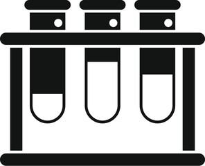 Poster - Simple vector icon of a test tube rack holding three test tubes with various levels of liquid