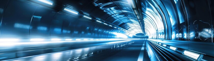 Poster - Futuristic tunnel with dynamic lighting, depicting speed and motion in a sci-fi environment.