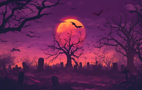 Halloween pumpkins and bats.