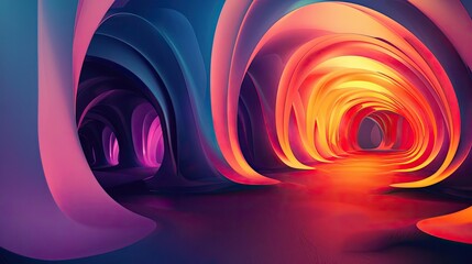 Poster - A vibrant, abstract cave with flowing shapes and colorful lights, creating a dreamlike atmosphere for visual exploration.