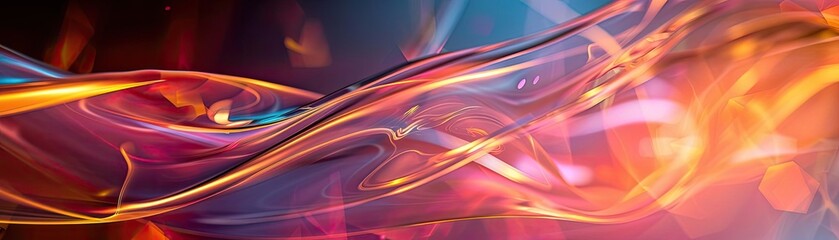 Poster - Vibrant abstract light patterns with warm colors flowing seamlessly, creating a sense of motion and energy.