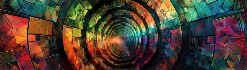 Poster - A vibrant abstract tunnel of colors, blending shapes and hues for a mesmerizing visual experience.