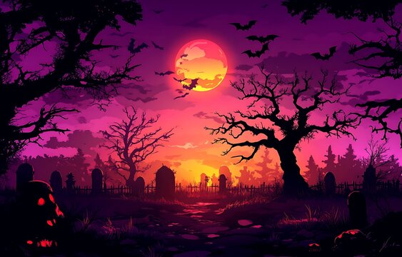 Halloween pumpkins and bats.