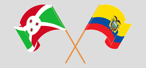 Wall Mural - Crossed and waving flags of Burundi and Republic of Ecuador. Vector illustration