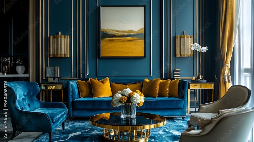 Elegant and sophisticated living room design featuring a harmonious ...