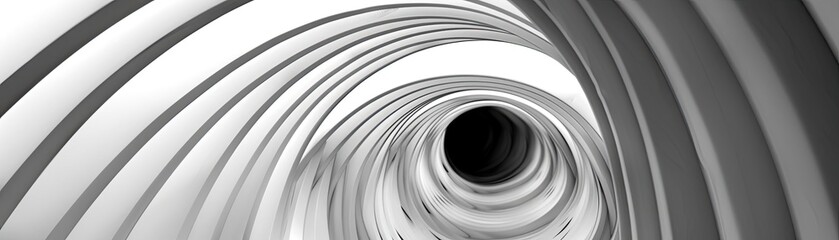 Poster - Abstract tunnel design with smooth curves and shades of gray, creating a sense of depth and perspective. Ideal for modern art.
